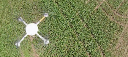 drone flying over a farm